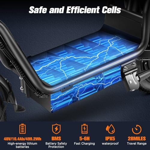 Electric Scooter with Seat, Foldable, 900W Peak Power, 20MPH, 28-Mile Range, Dual Disc Brakes, 330lbs Max Load O150997