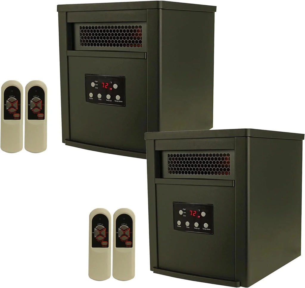 1500W Portable Electric Infrared Quartz Space Heater Black (2 Pack) M4260