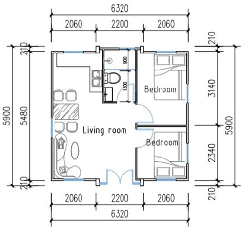 20x20ft Steel Expandable Tiny House with Restroom and Kitchen H4084