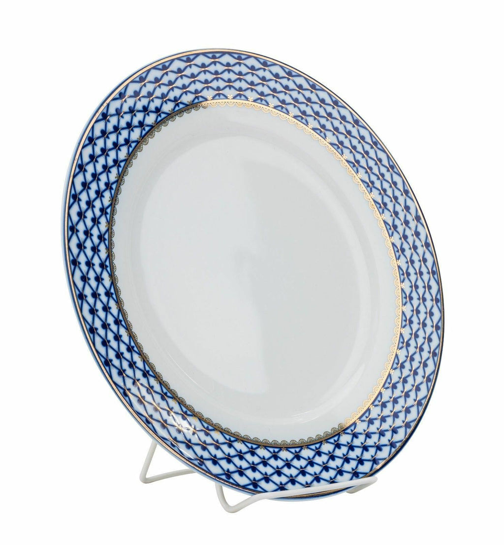 Bone China Cobalt Blue 24K Gold Net Dessert Plates 7.5" Round V329433