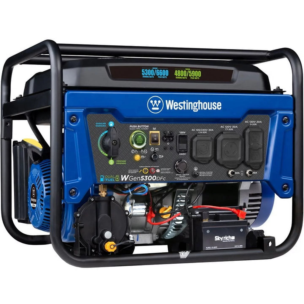 6600 Peak Watt Dual Fuel Portable Generator with Remote Electric Start T26623