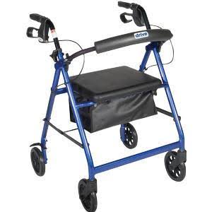 Blue Aluminum Rollator Walker with Padded Seat C956