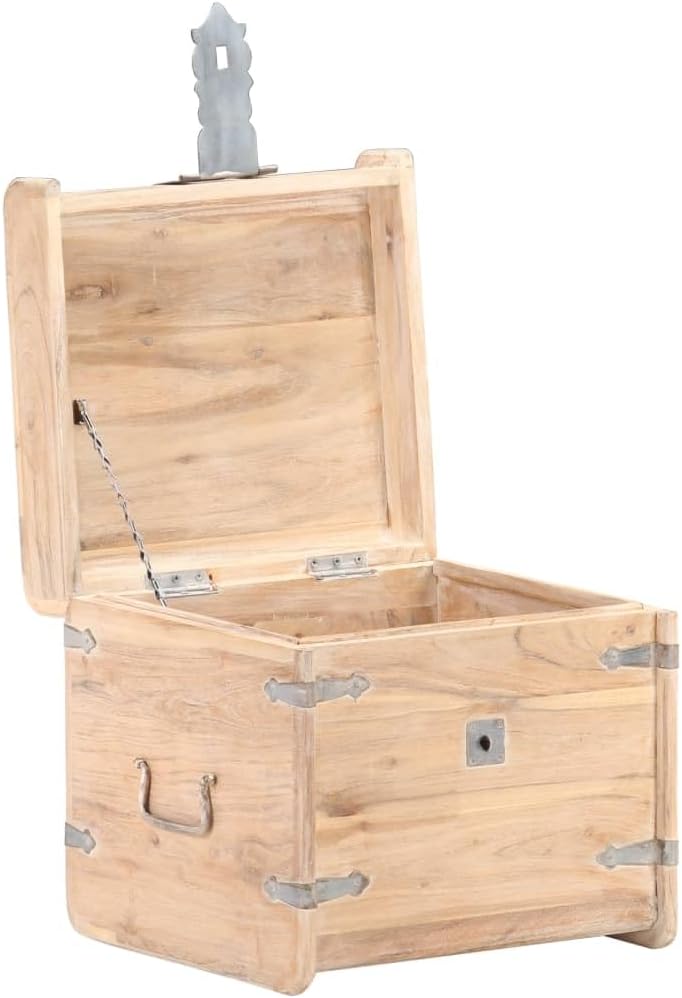 15.7 x 15.7 x 15.7 Inches Solid Acacia Wood Blanket Storage Box I6134