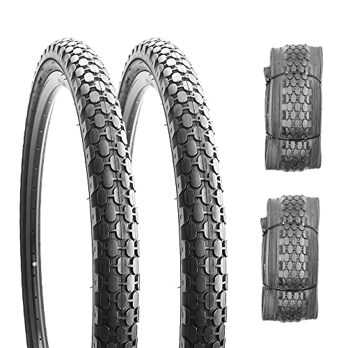 2 Pack 26" x 2.125" Beach Cruiser Bike Tires Black Wall/White Side Wall L489