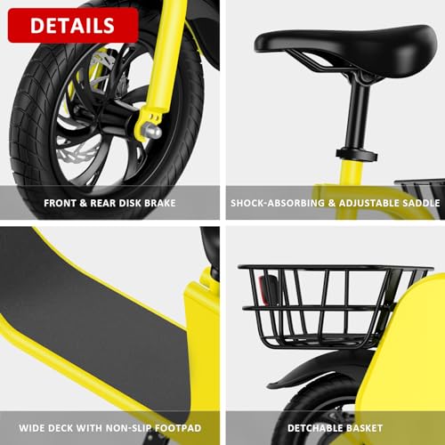 450W 36V Foldable Electric Scooter with Seat, 15.5MPH, 20 Miles Range, 265LB Max Load L42065