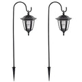 34 Inch Hanging Solar Lights, 2 Pack Warm White LED Garden Lanterns with 2 Shepherd Hooks N417