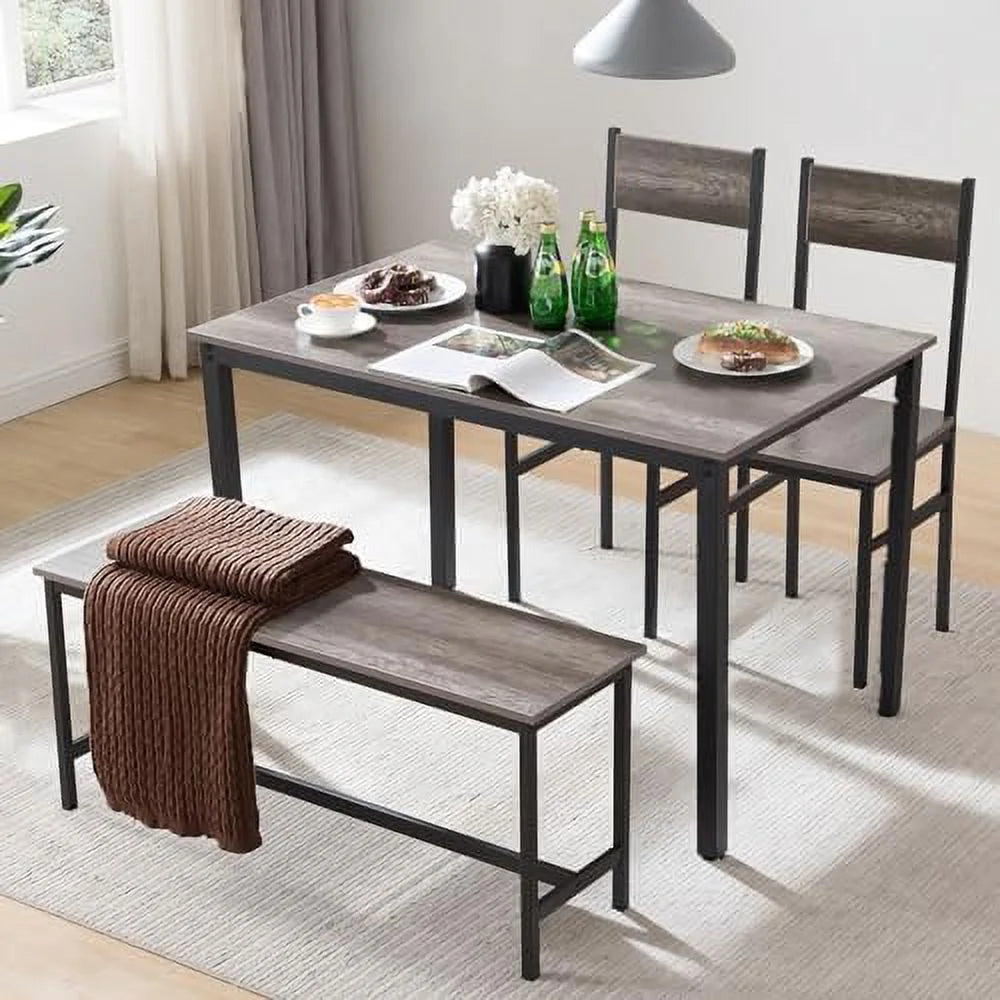 Small Kitchen Table and Chairs Set of 4 with 2 Chair 1 Bench Z7168