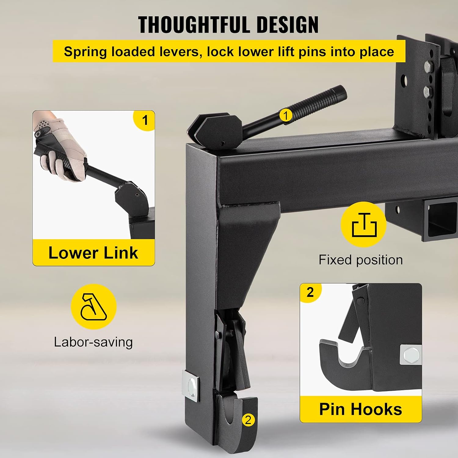 3-Point Quick Hitch, 3000 LBS Lifting Capacity, 26.6" Between Lower Arms K2666