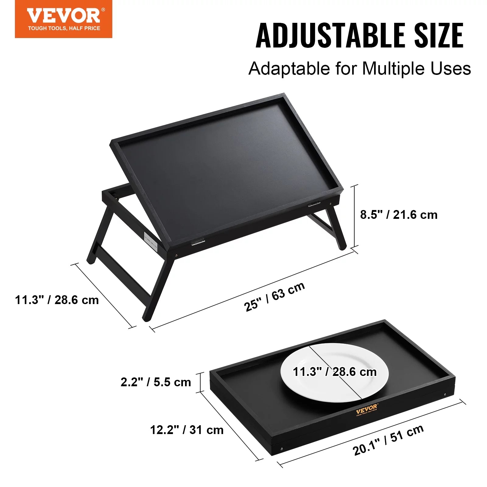 Bamboo Bed Tray with Foldable Legs Adjustable Slope L951259