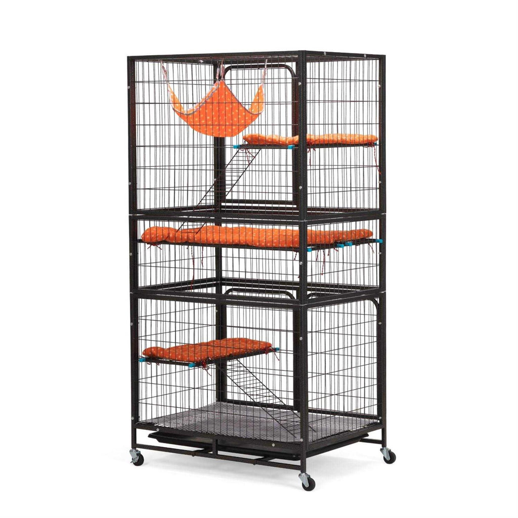 4-Tier Wire Cat Cage Pet Enclosure with Removable Wheels H605