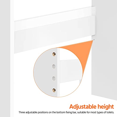 White Over The Toilet Storage Cabinet with Adjustable Shelves and Double Doors, 77 in H N5151