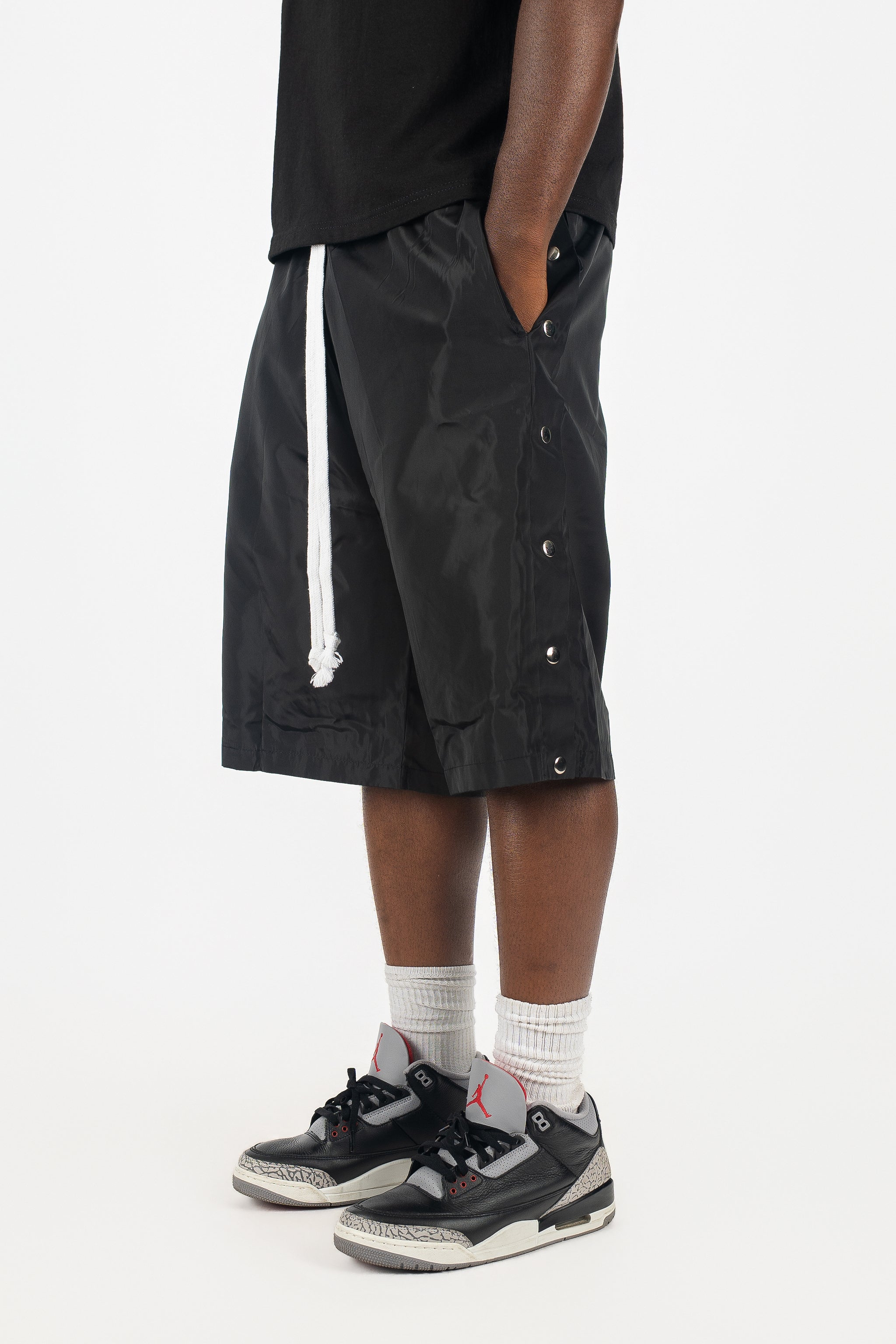 Side Snap Nylon Shorts