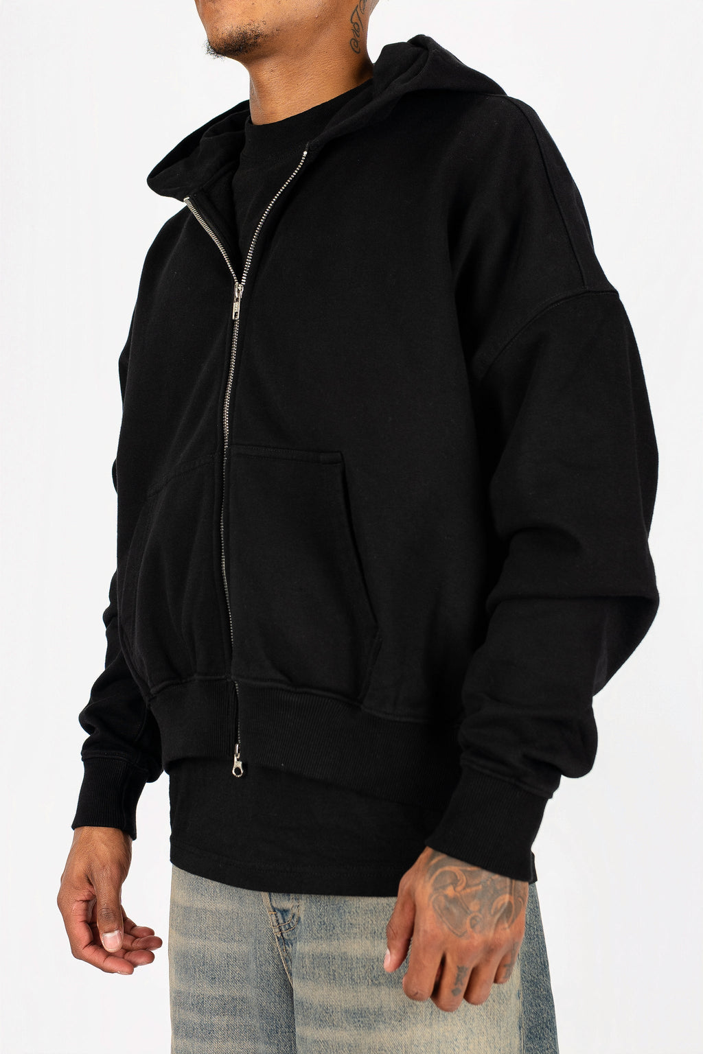 Cropped Double Zip Hoodie
