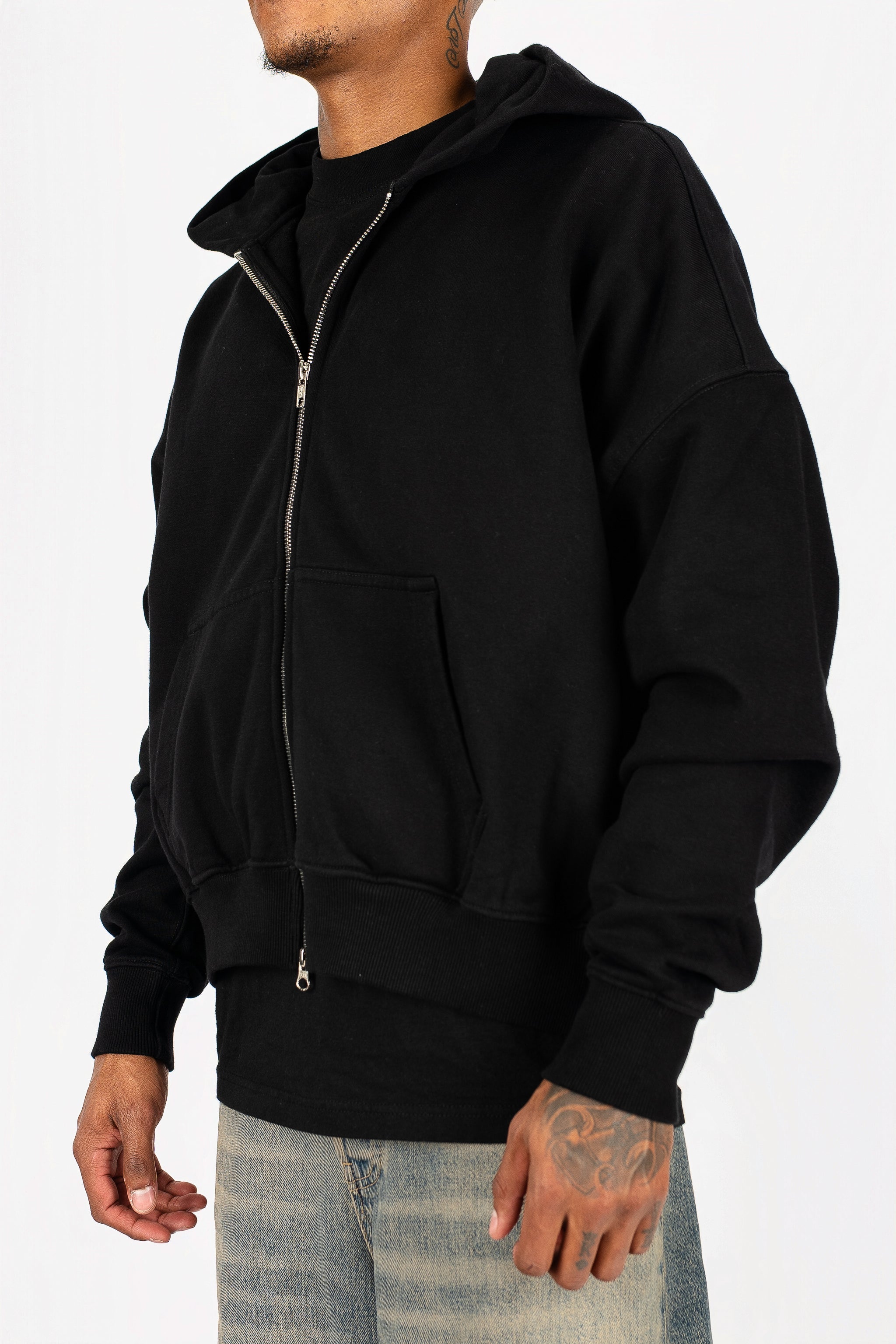 Cropped Double Zip Hoodie
