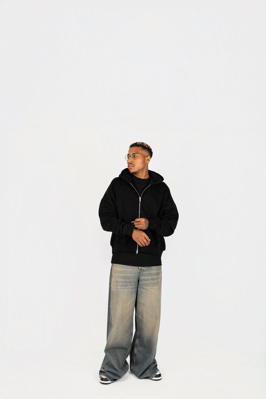 Cropped Double Zip Hoodie