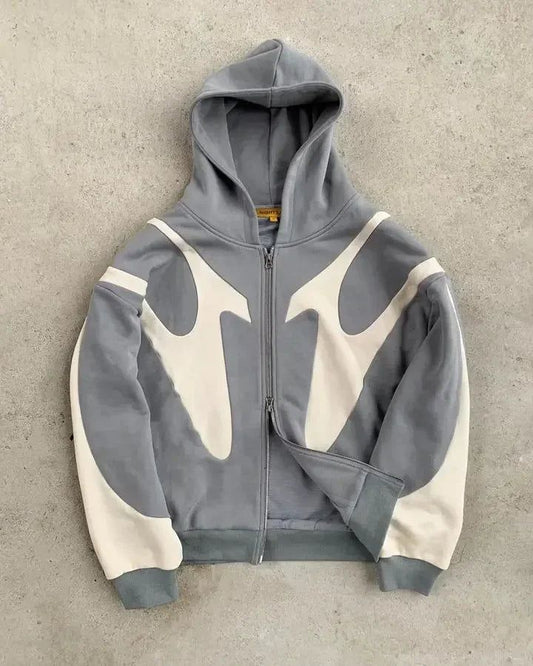 Grey Retro Hoodie