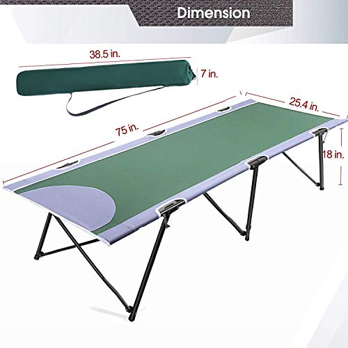 Green Folding Camping Cot with Carry Bag T717039