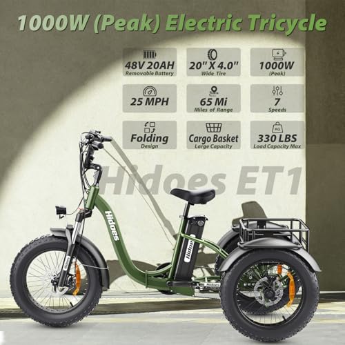 20"X 4.0" Fat Tire 48V 20Ah Lithium Battery 7 Speed Electric Tricycle Z97926