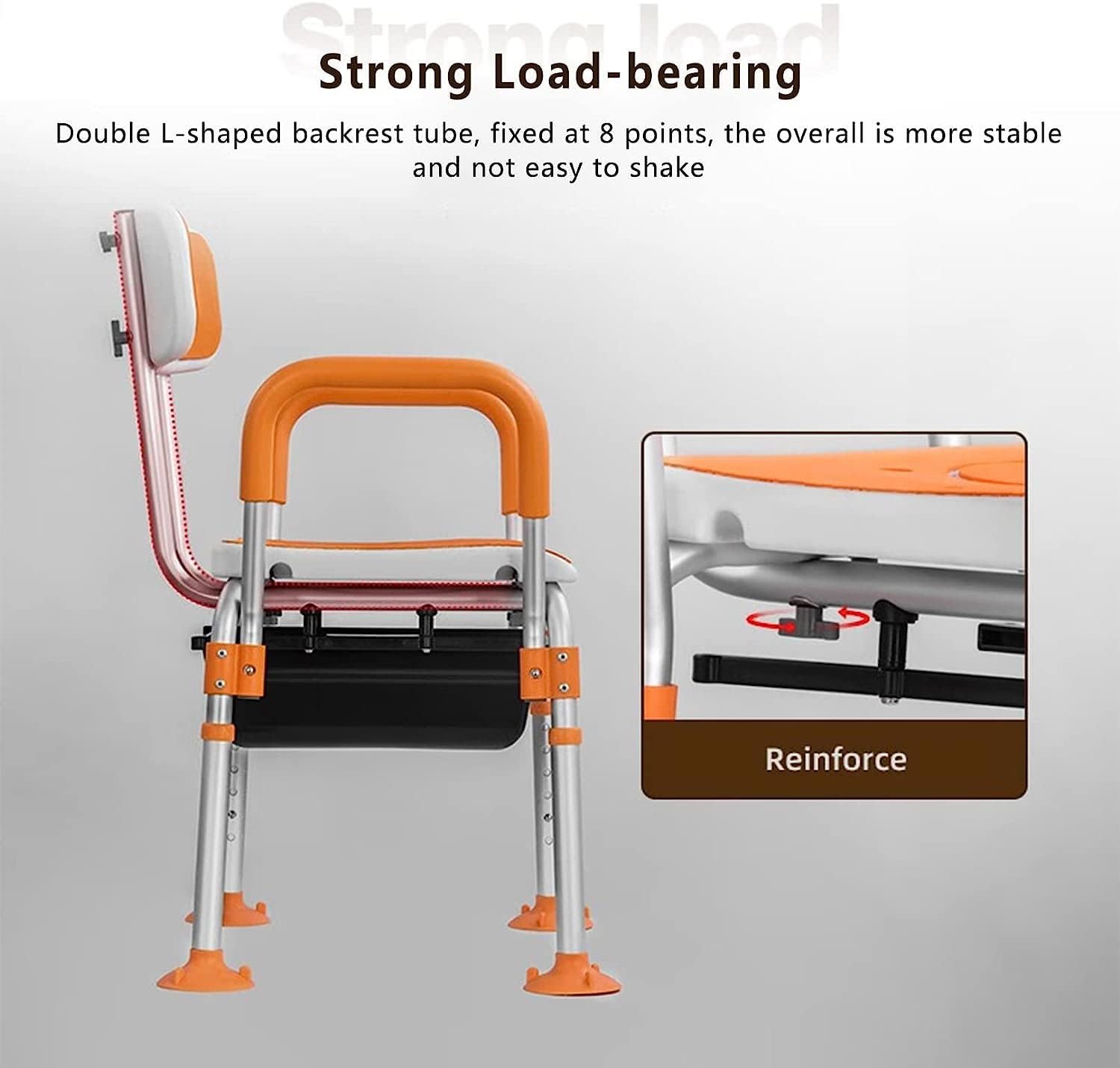 Height Adjustable Bedside Commode Chair with Safety Frame P68639