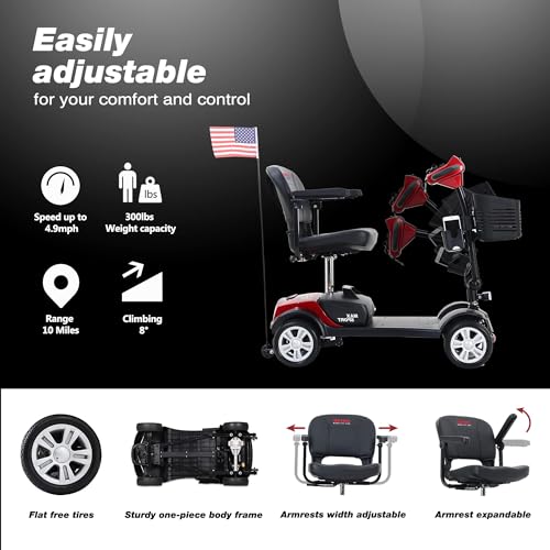Red Foldable Electric Mobility Scooter with Basket N298844