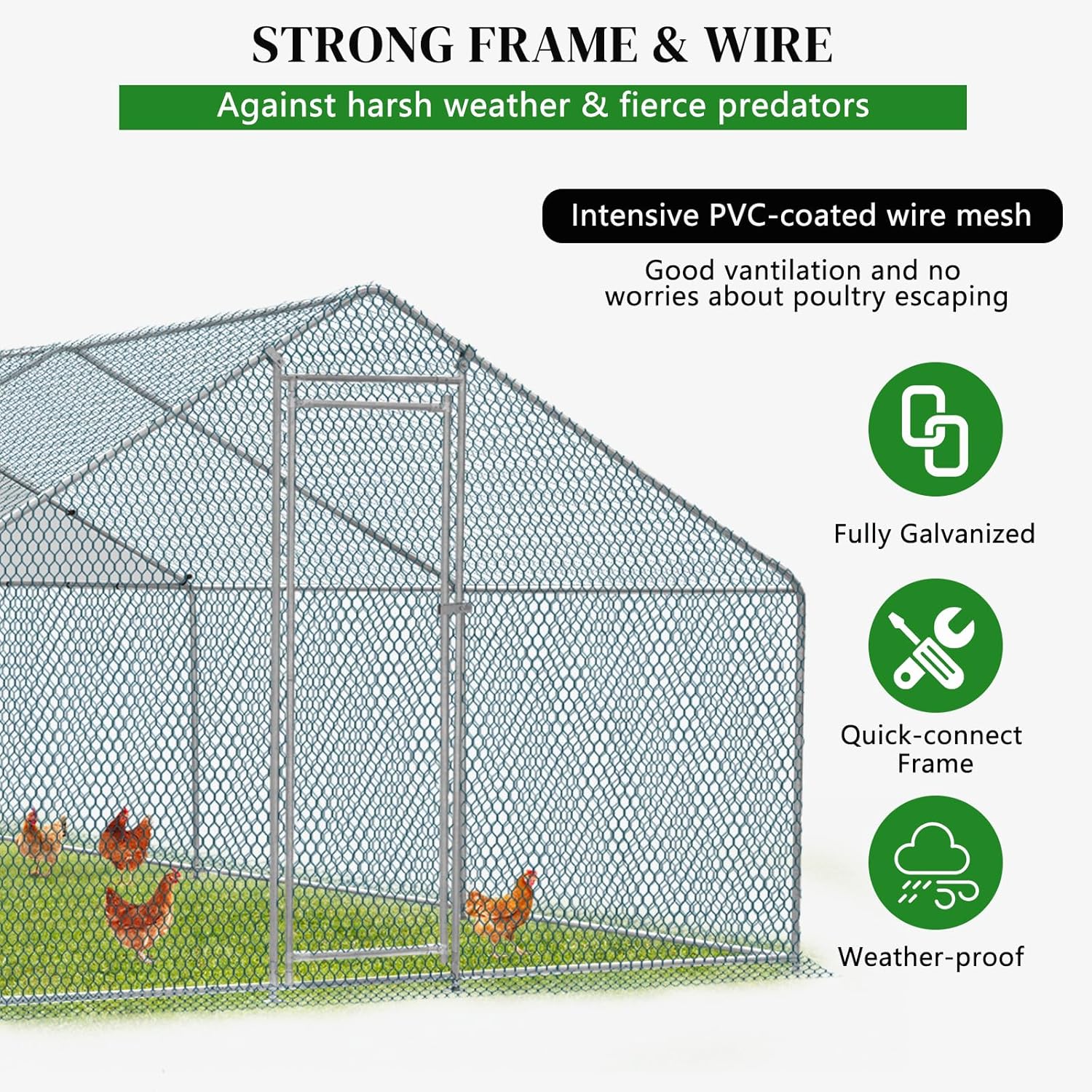 20 x 10 ft Metal Chicken Coop with Waterproof Cover W5910