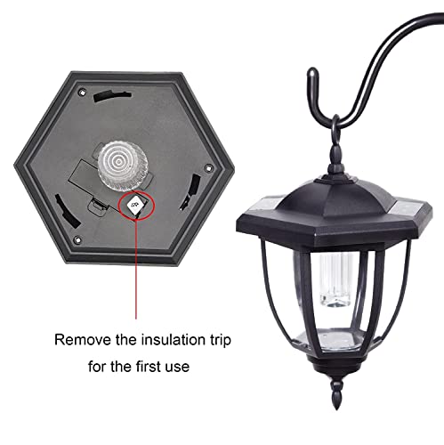 34 Inch Hanging Solar Lights, 2 Pack Warm White LED Garden Lanterns with 2 Shepherd Hooks N417