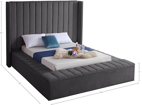 Cream Velvet Upholstered Full Bed with Storage U904