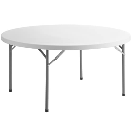 5 Pack 72" Round Heavy-Duty White Plastic Folding Table O644009
