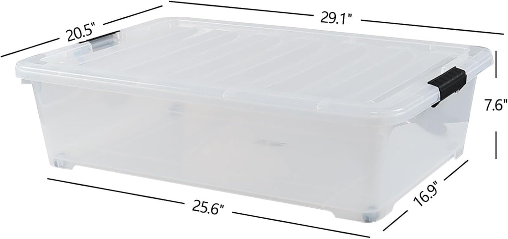 3-Pack 50 Quart Plastic Underbed Storage Bins with Lids C534618