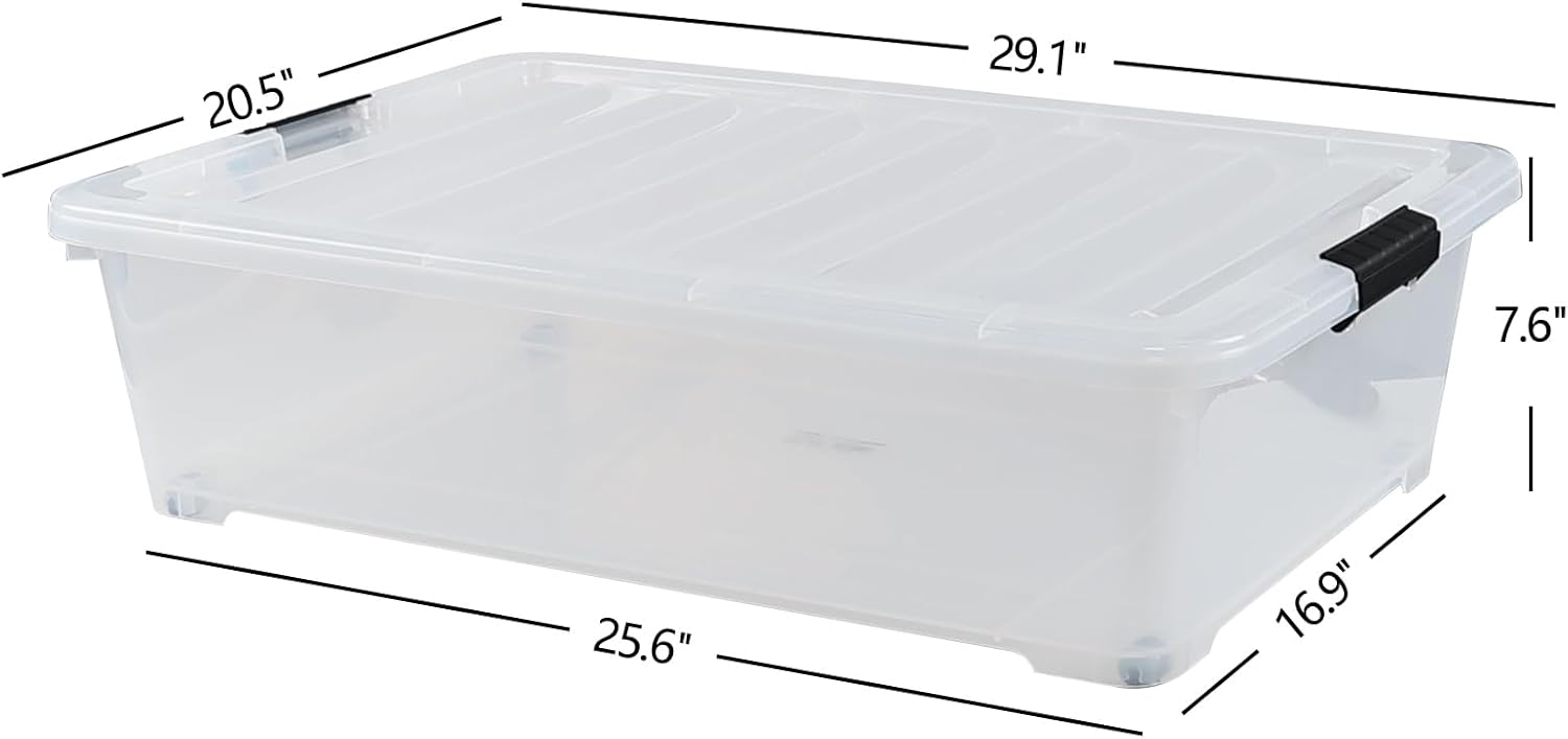 3-Pack 50 Quart Plastic Underbed Storage Bins with Lids C534618