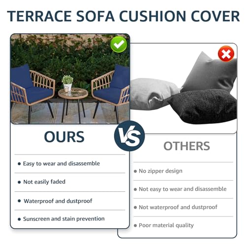 Navy Blue 23.6x23.6x3.9 Patio Cushion Covers Y326