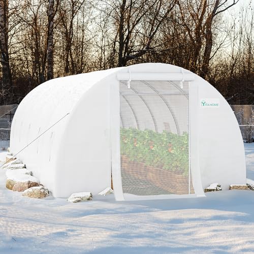White Galvanized Steel Greenhouse E5702