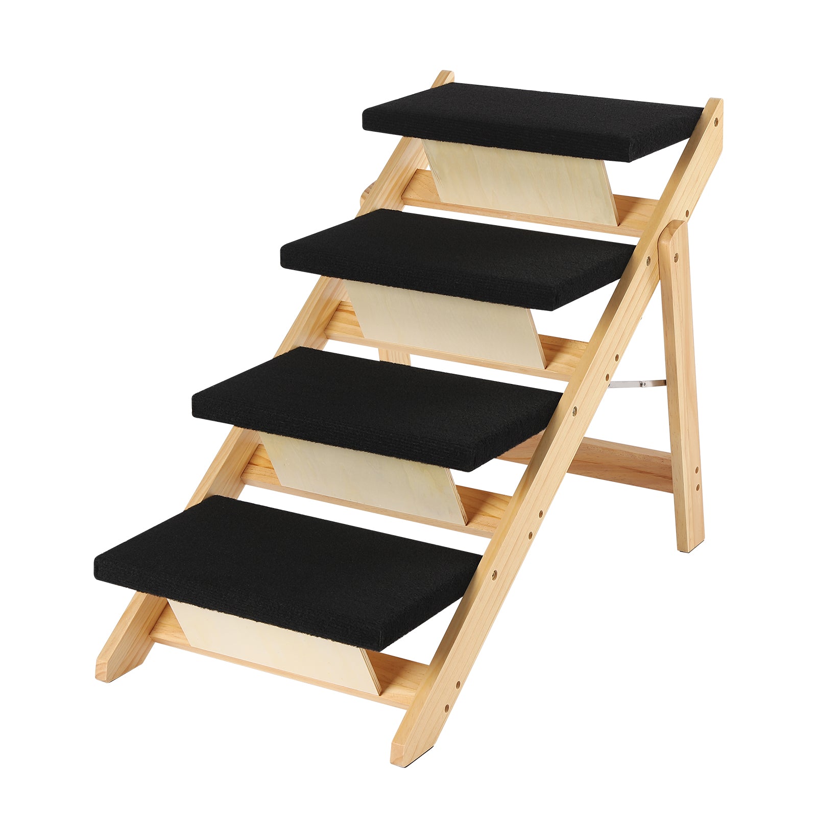 Pet Stairs Foldable Pine Wood Natural Black V68854