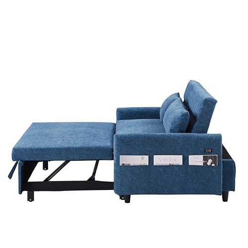 Gray Velvet Convertible Sleeper Sofa Bed R40103