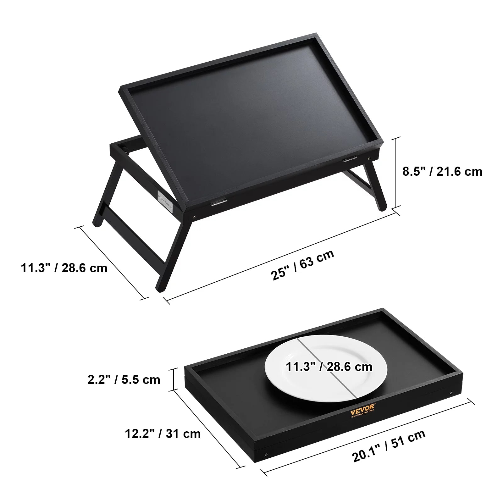 Bamboo Bed Tray with Foldable Legs Adjustable Slope L951259