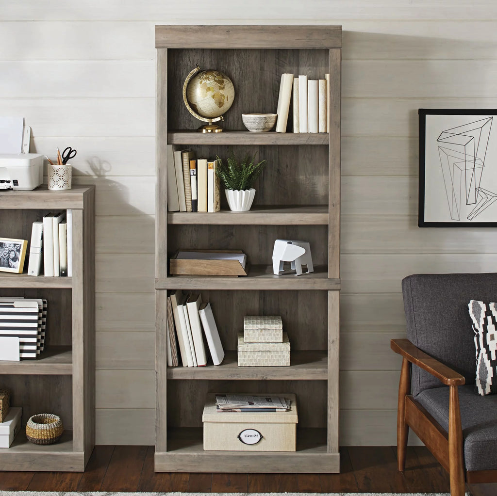 Rustic Gray 5 Shelf Bookcase V53286