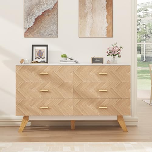 Rustic Brown Wooden 6 Drawer Dresser N270152