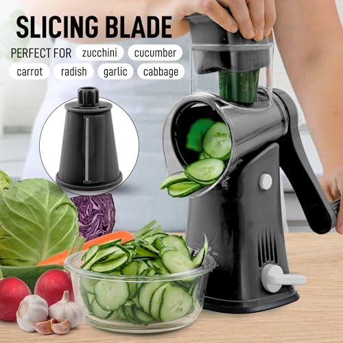 Round Cheese Grater with Replaceable Stainless Steel Drum Blades Z84291
