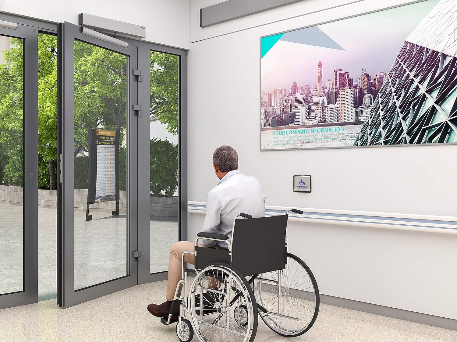 Low Energy ADA Swing Door Operator with Stainless Steel Push Buttons J604668