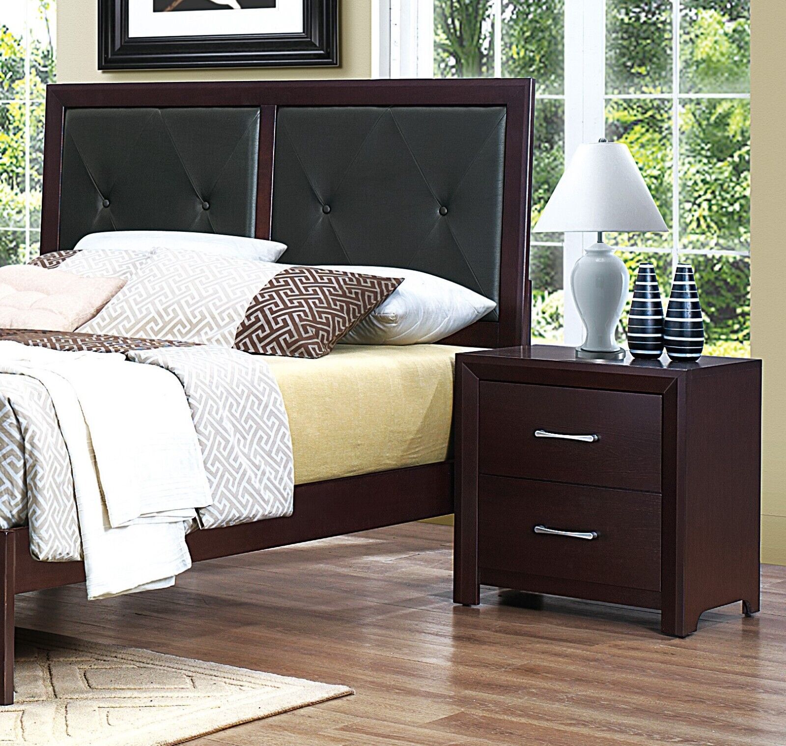 5pc Bedroom Set Full Bed Dresser Nightstand Chest Mirror P967362