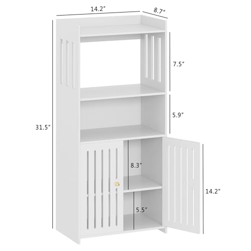 White 4-Tier Small Floor Cabinet with Door D8147
