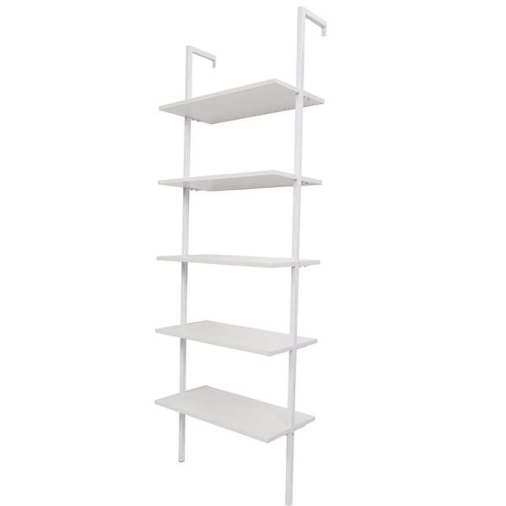 5 Tier Wood Ladder Bookcase with Metal Frame F7444
