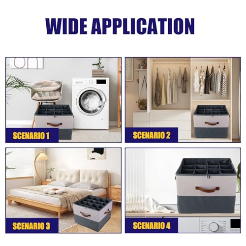 Grey Fabric Shoe Storage Bins for Closet, 16 Pairs Z660
