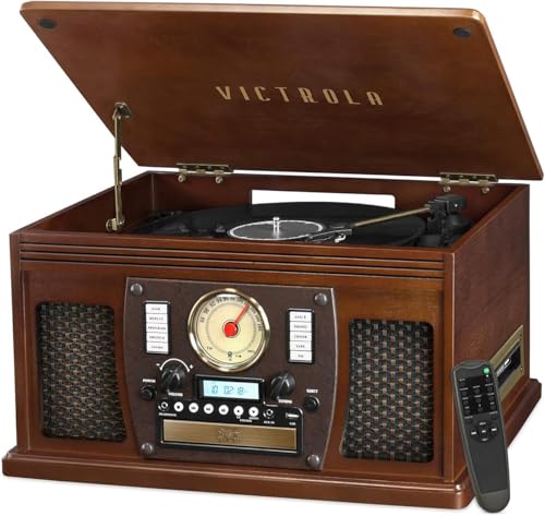 Mahogany 8-in-1 Bluetooth Record Player with Turntable G437620