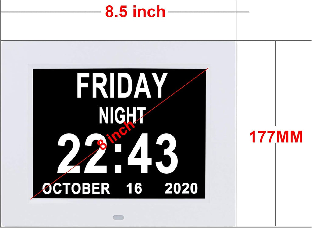 8 Alarm Auto-Dimming Extra Large Display Day Date Time Clock Y765