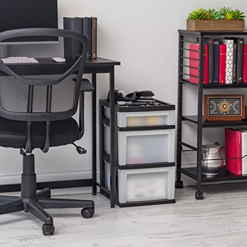 Black Plastic 4-Drawer Rolling Cart T894