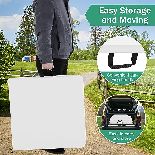 4 FT Heavy Duty Plastic Folding Table with Carrying Handle A39996
