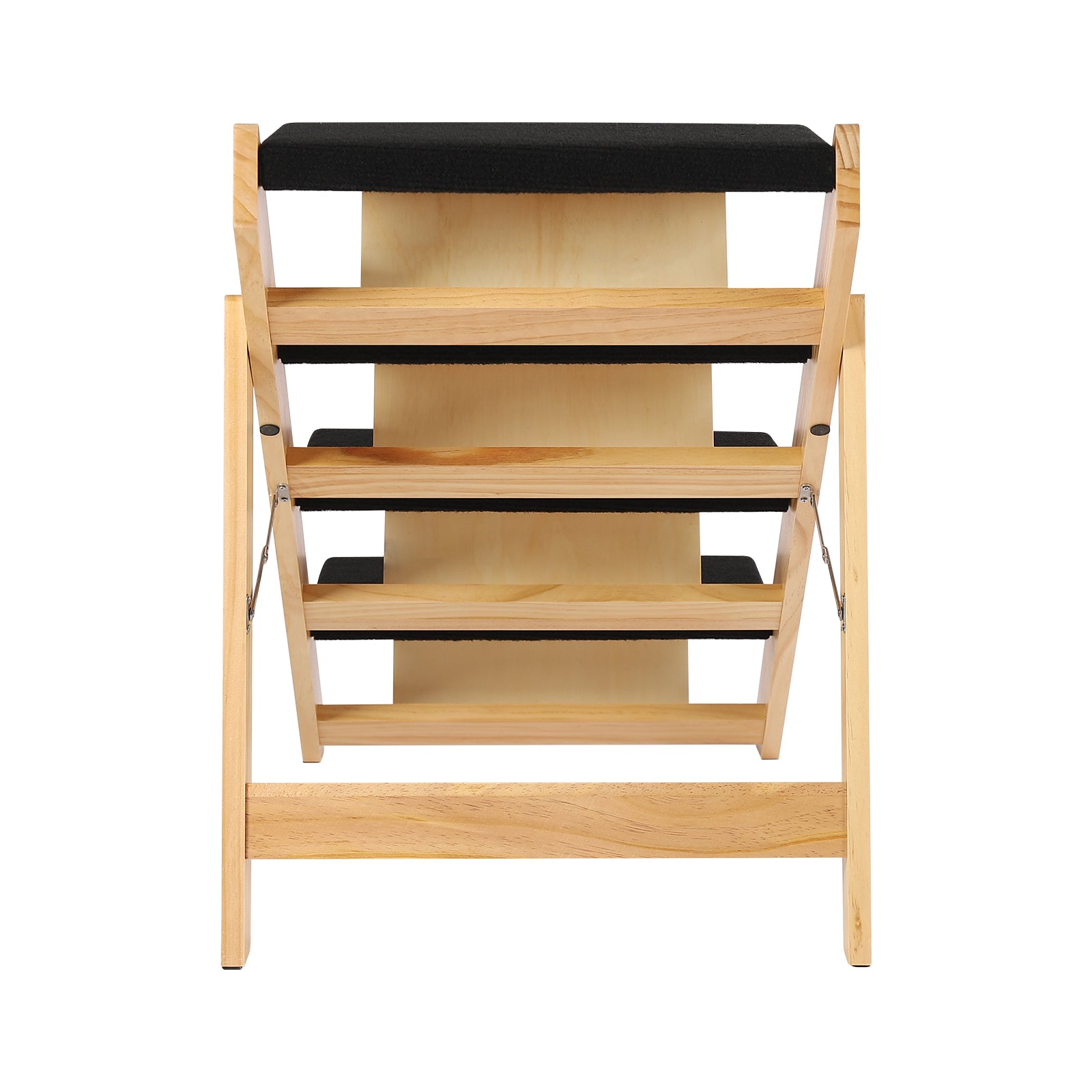 Pet Stairs Foldable Pine Wood Natural Black V68854