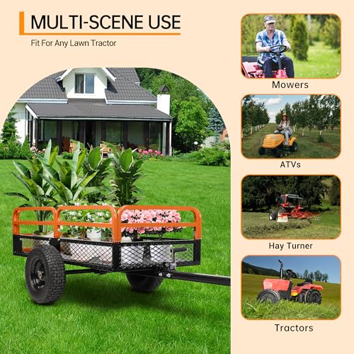 Heavy Duty Steel Utility Dump Cart 1600 Lb Capacity 15 Cubic Feet with Removable Sides Tilt Bed E797
