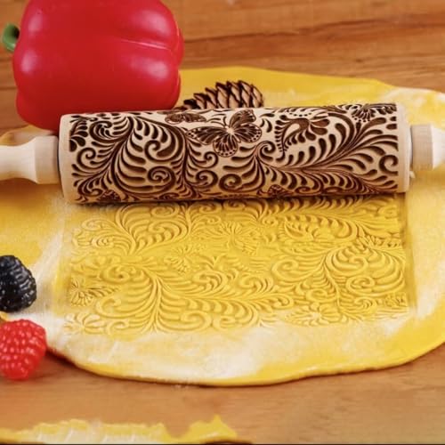 Wooden Embossed Rolling Pin L60436